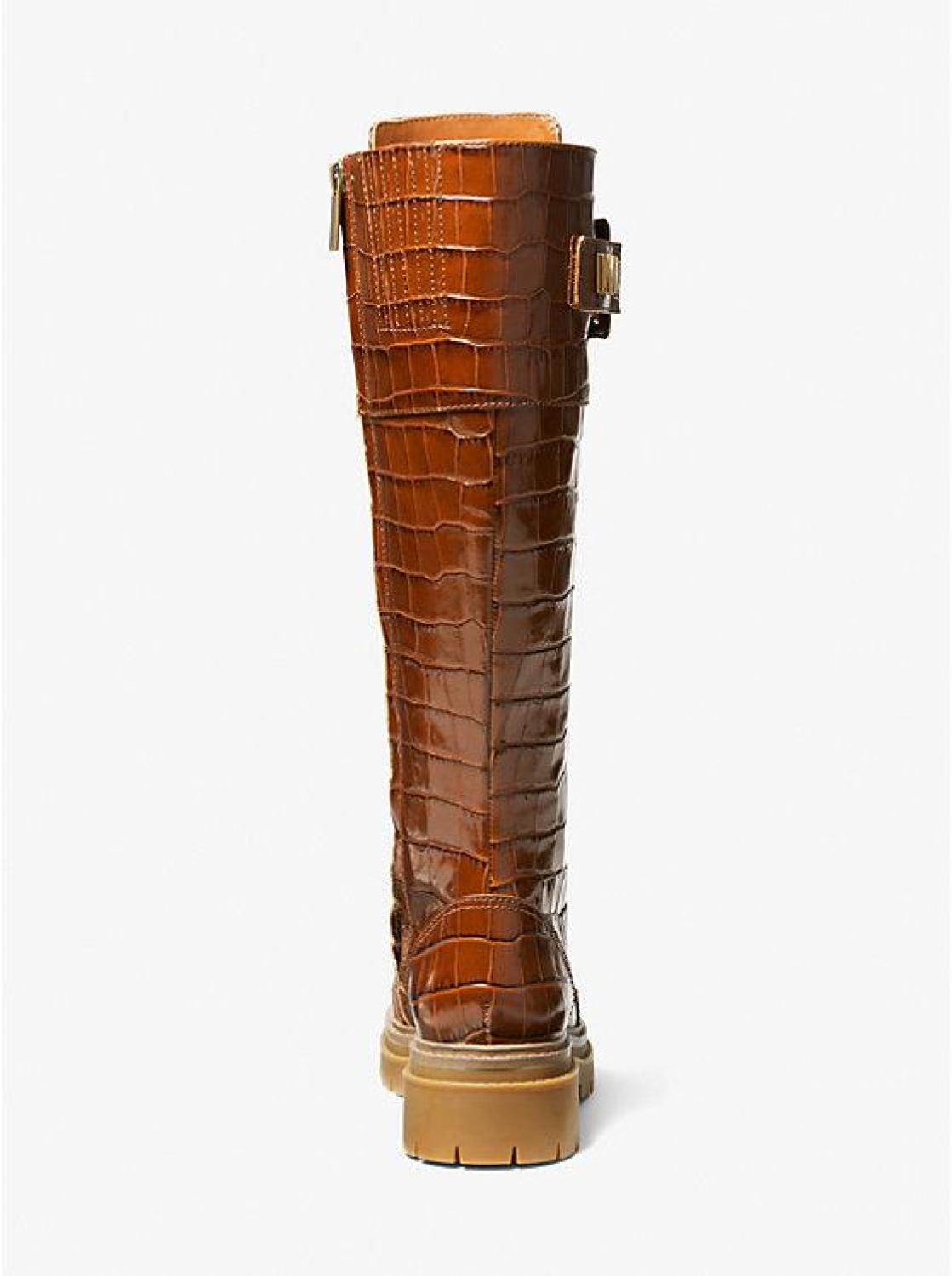 Stark Crocodile Embossed Leather Combat Boot