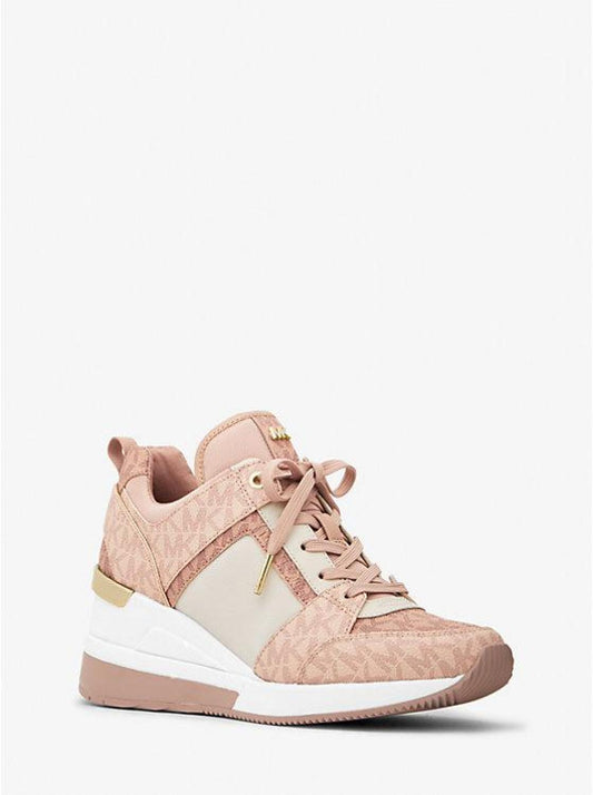 Georgie Color-Block Logo and Leather Trainer