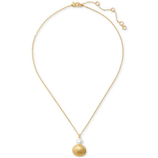 Gold-Tone Reef Treasure Imitation Pearl & Shell Mini Pendant Necklace, 16" + 3" extender