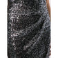 One Shoulder Sequin Wrap Tea-Length Dress