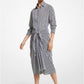 Striped Silk Crepe De Chine Tie-Waist Shirtdress