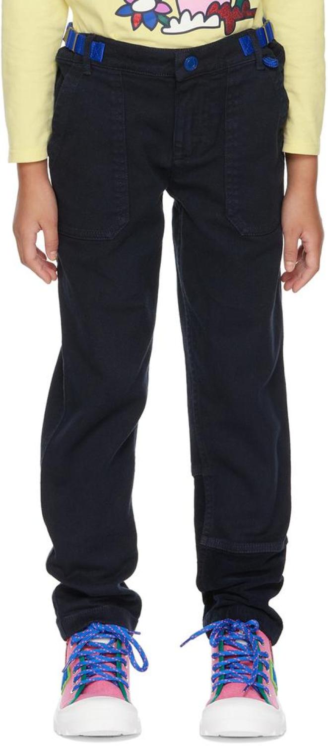 Kids Navy Paneled Cargo Pants