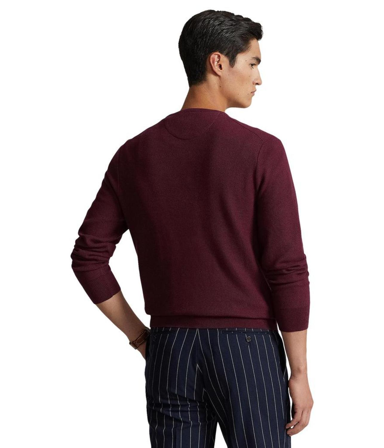 Textured Cotton Crew Neck Sweater