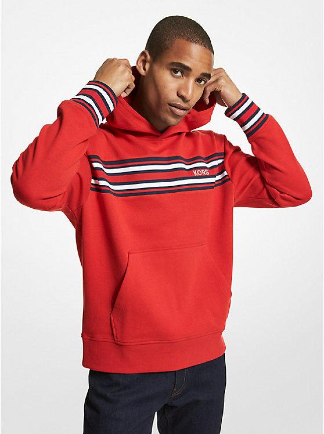 Striped Cotton Blend Hoodie
