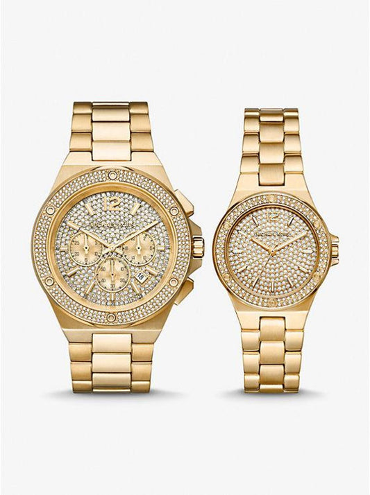 Lennox His and Hers Pavé Gold-Tone Watch Set