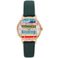 Women's Metro Three-Hand Green Leather Strap Watch, 34mm