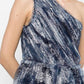 One-Shoulder Tulle Tea-Length Gown In Navy