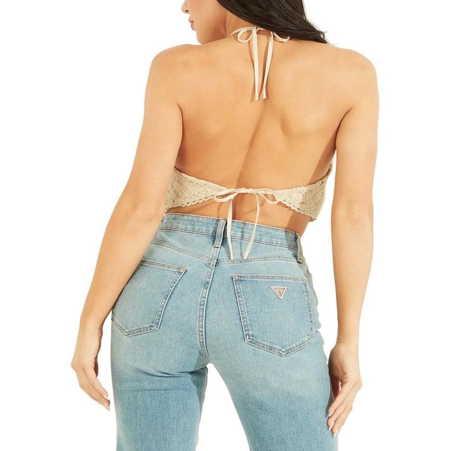Women's Amber V-Neck Sleeveless Tie-Back Lace Top