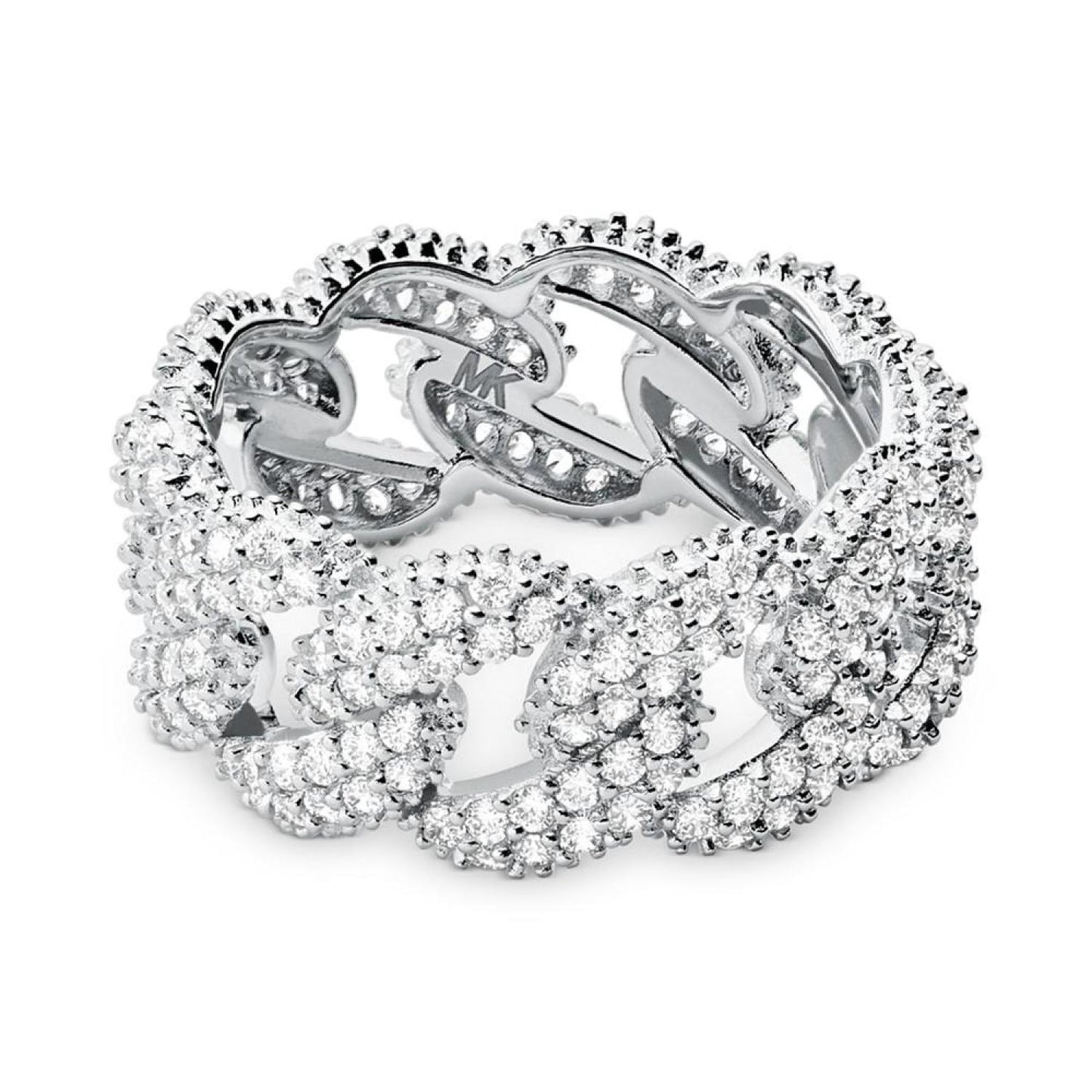 Sterling Silver Cubic Zirconia Link Statement Ring