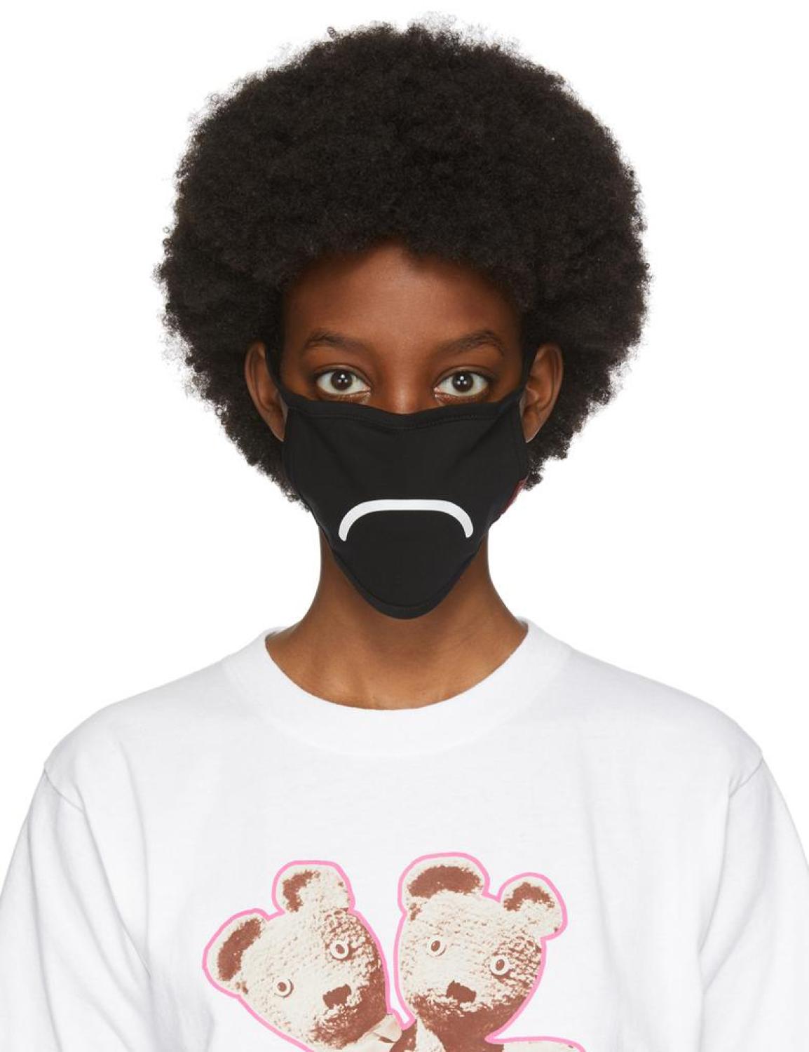 Three-Pack Black Smiley Face Masks
