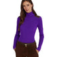 Faux Leather-Trim Ribbed Turtleneck
