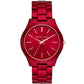 Unisex Slim Runway Red-Tone Stainless Steel Bracelet Watch