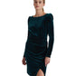 Velvet Puff-Sleeve Cocktail Dress