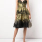 Glitter-Tulle Tiered Strapless Gown In Black