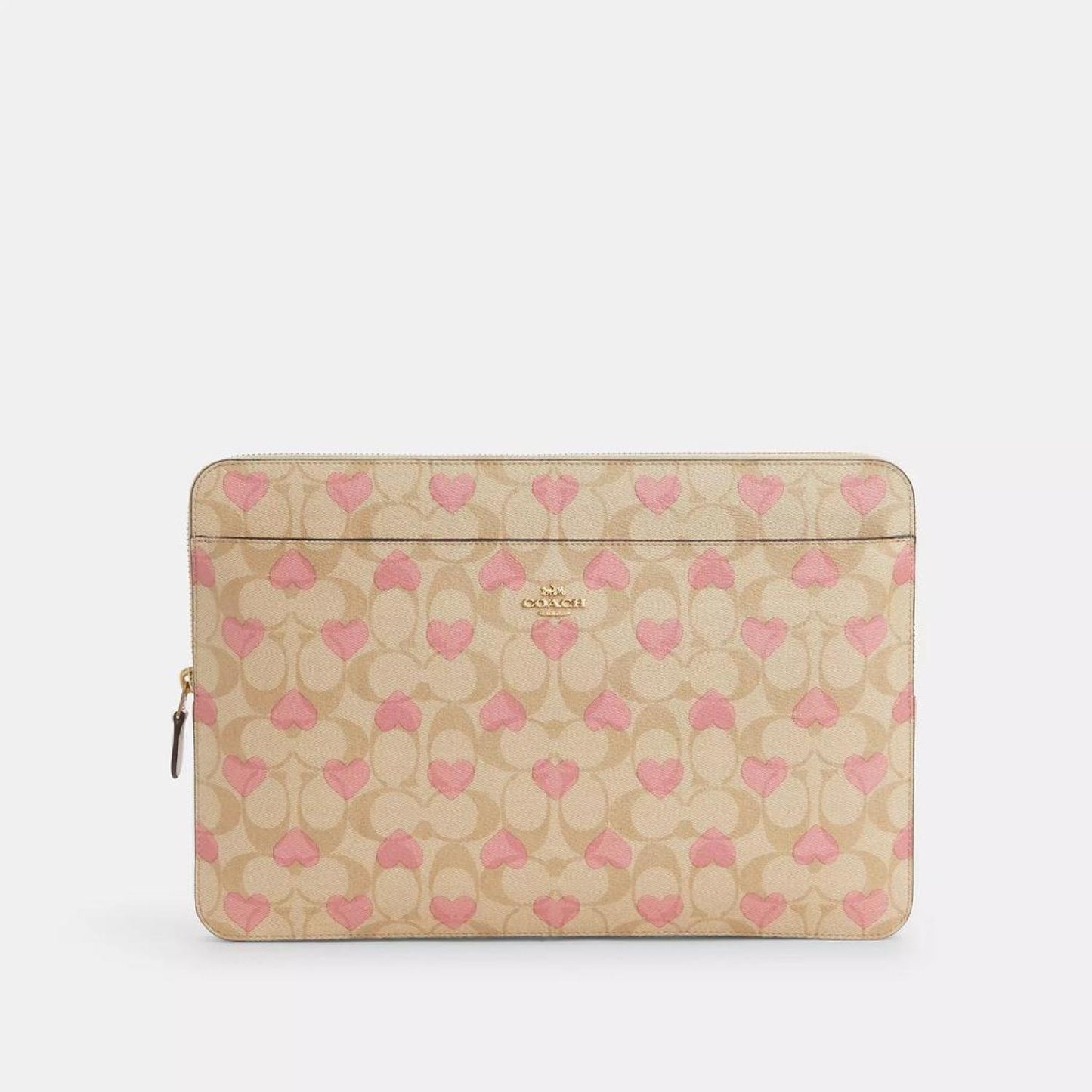 Coach Outlet Laptop Sleeve In Signature Canvas With Heart Print