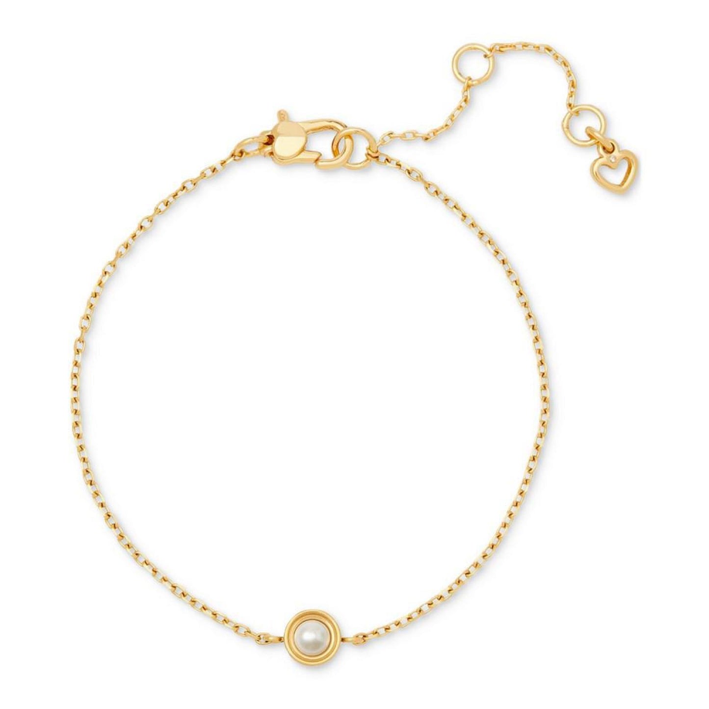 Gold-Tone Solitaire Imitation Pearl Link Bracelet