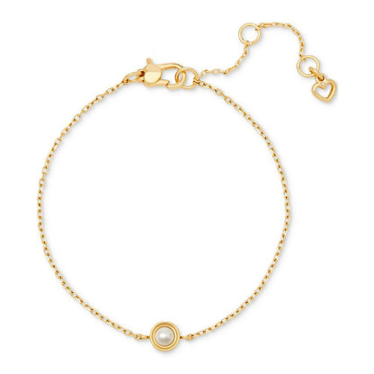 Gold-Tone Solitaire Imitation Pearl Link Bracelet
