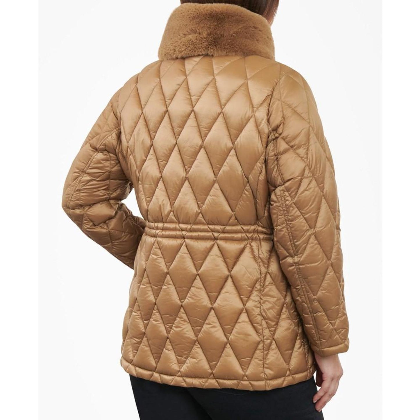Women's Plus Size Quilted Faux-Fur-Collar Anorak Coat