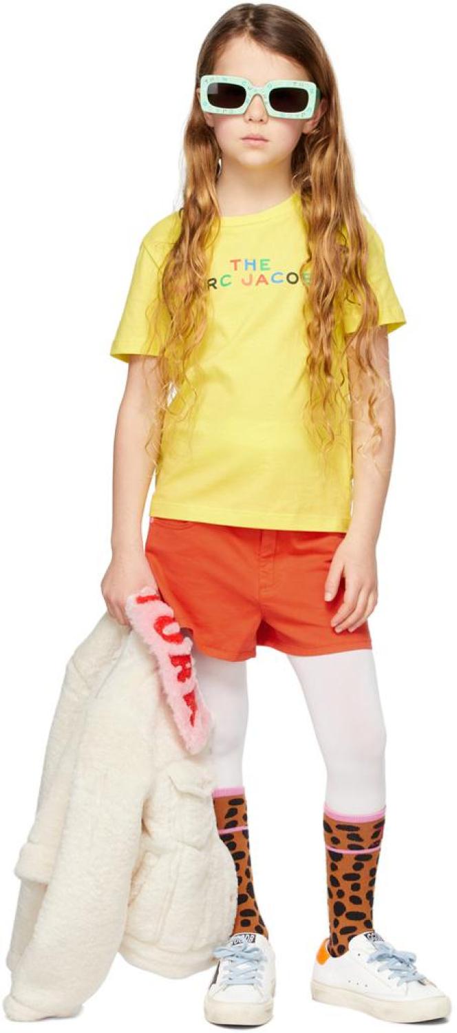 Kids Orange Hearts Shorts