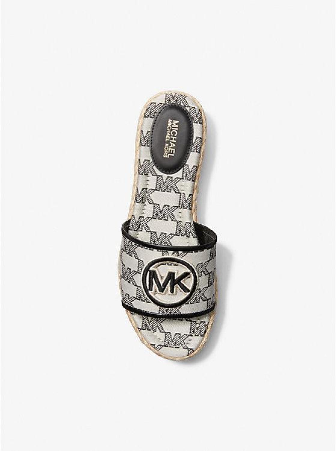 Sadler Logo Jacquard and Jute Wedge Sandal