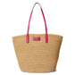 Brie Leather-Trim Straw Medium Tote Bag