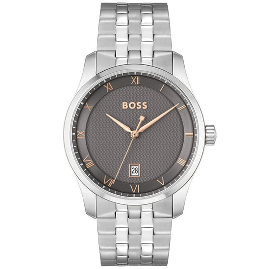 Men Principle Quartz Basic Calendar Silver-Tone Stainless Steel Watch 41mm