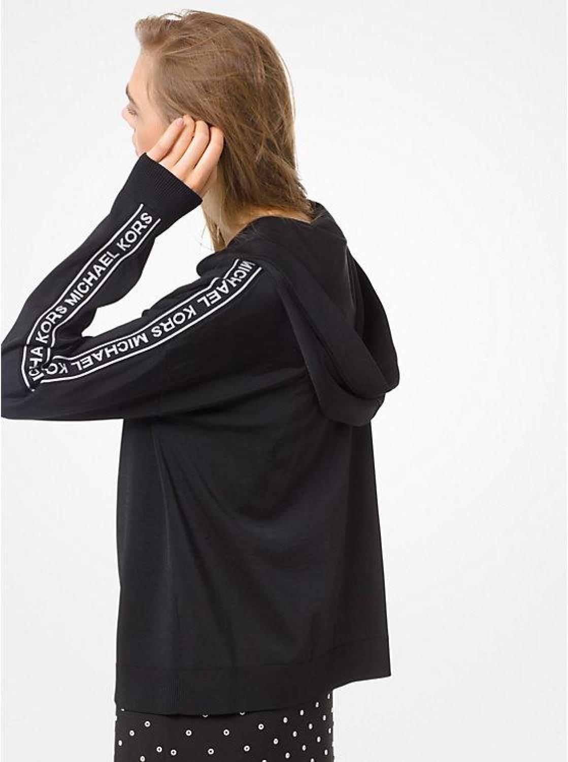 Logo Tape Stretch-Viscose Zip-Up Hoodie
