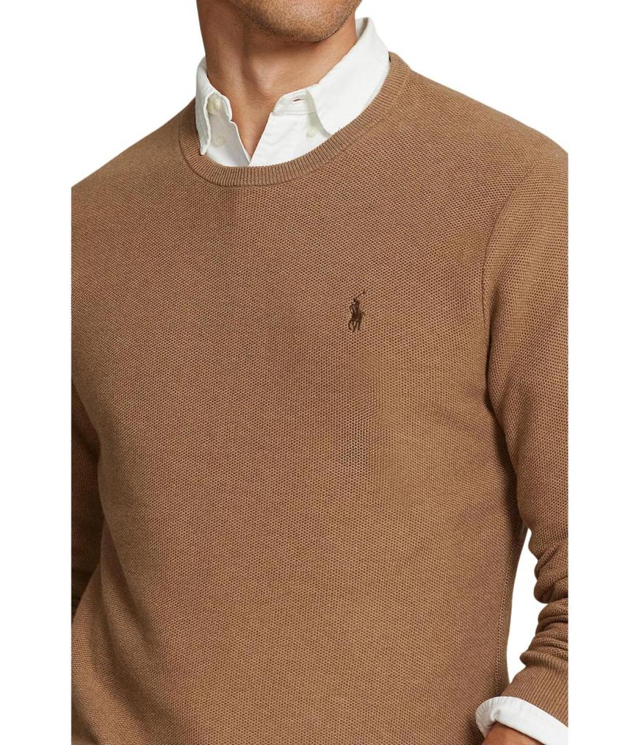 Textured Cotton Crew Neck Sweater