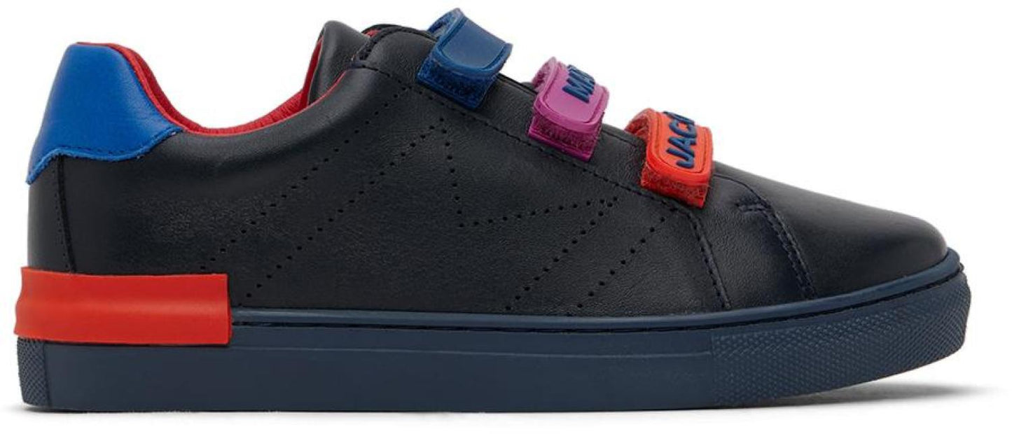 Kids Black Rubber Strap Sneakers