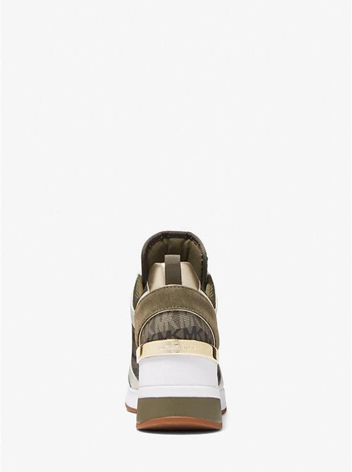 Georgie Animal Print Logo and Leather Trainer