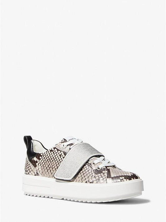 Emmett Embellished Snake Embossed Leather Sneaker