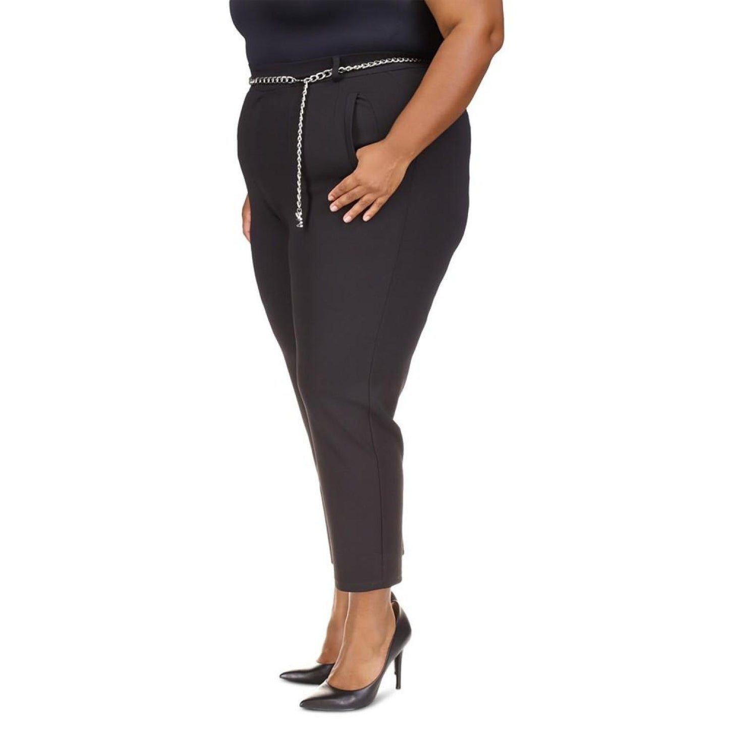 Plus Size Chain-Belt Pants