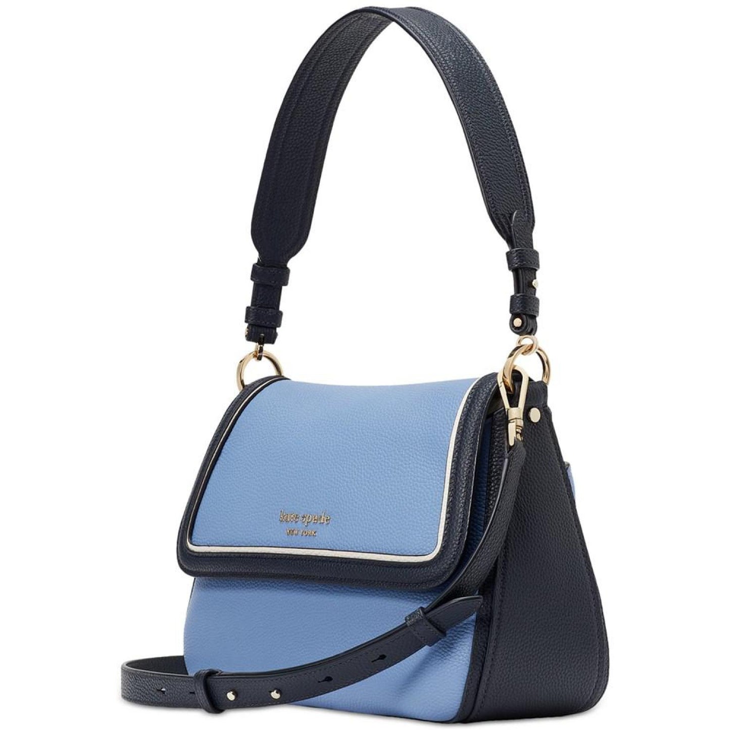 Hudson Colorblocked Pebbled Leather Small Convertible Flap Shoulder Bag