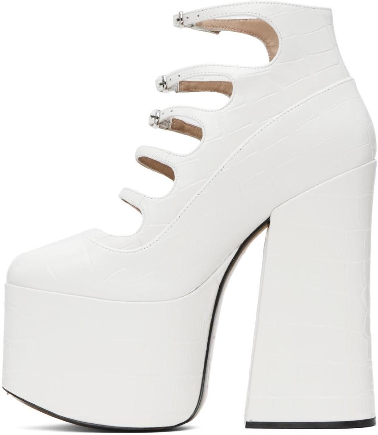 White 'The Croc-Embossed Kiki' Heels