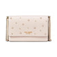 Purl Embellished Saffiano Leather Flap Chain Wallet