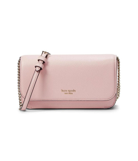 Ava Pebbled Leather Flap Chain Wallet