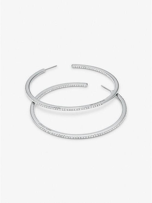 Precious Metal-Plated Brass Pavé Hoop Earrings