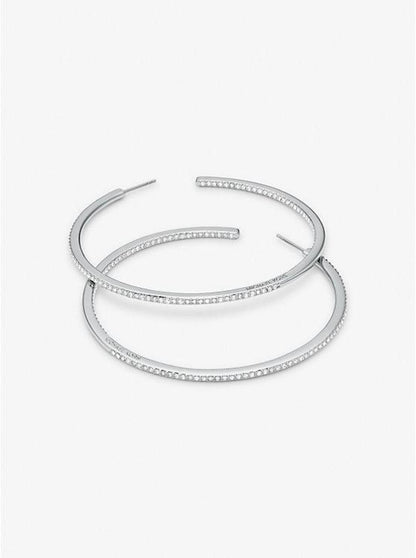 Precious Metal-Plated Brass Pavé Hoop Earrings