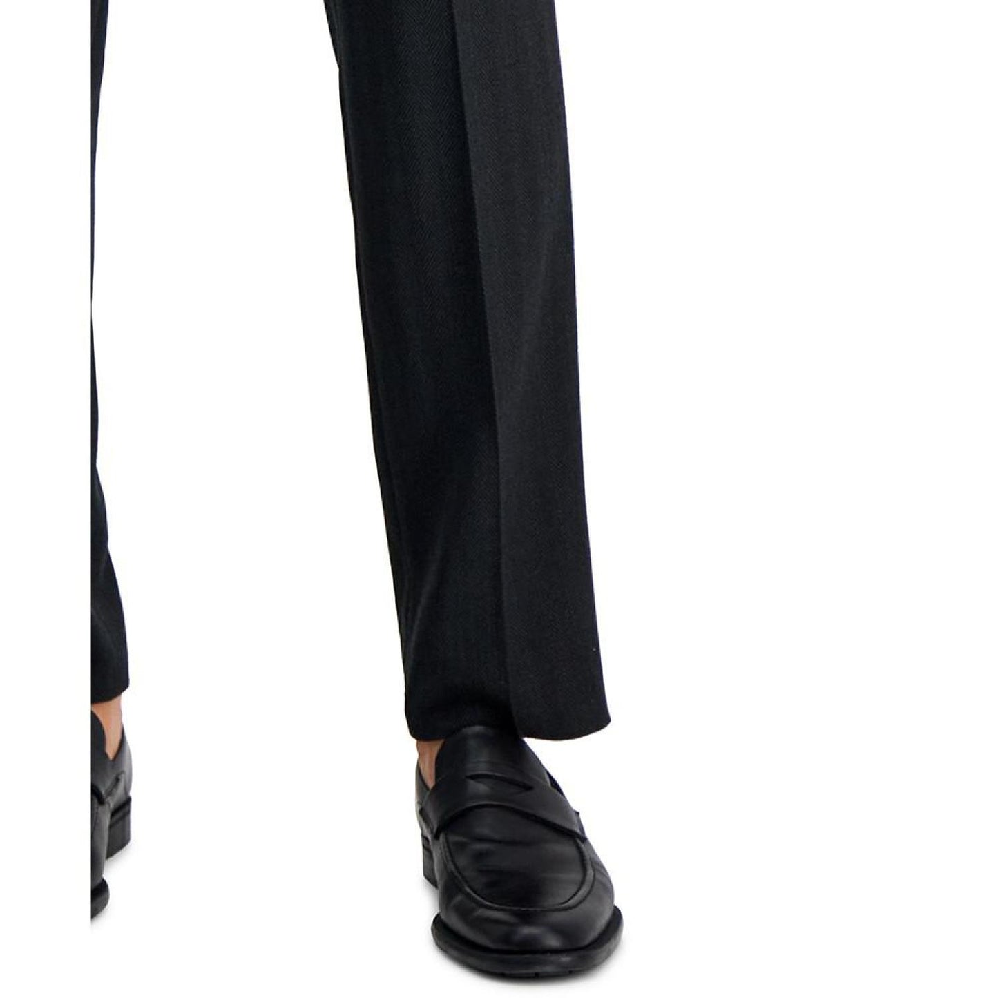 Men's Modern-Fit Charcoal Herringbone Suit Trousers