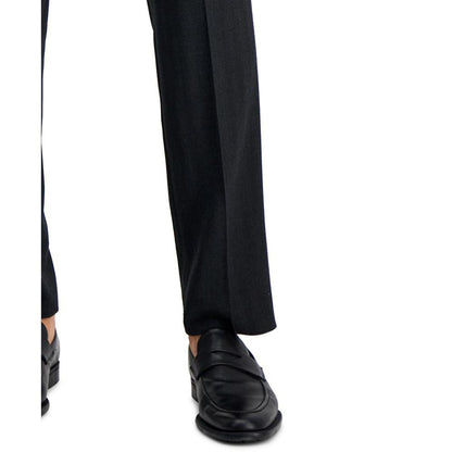 Men's Modern-Fit Charcoal Herringbone Suit Trousers