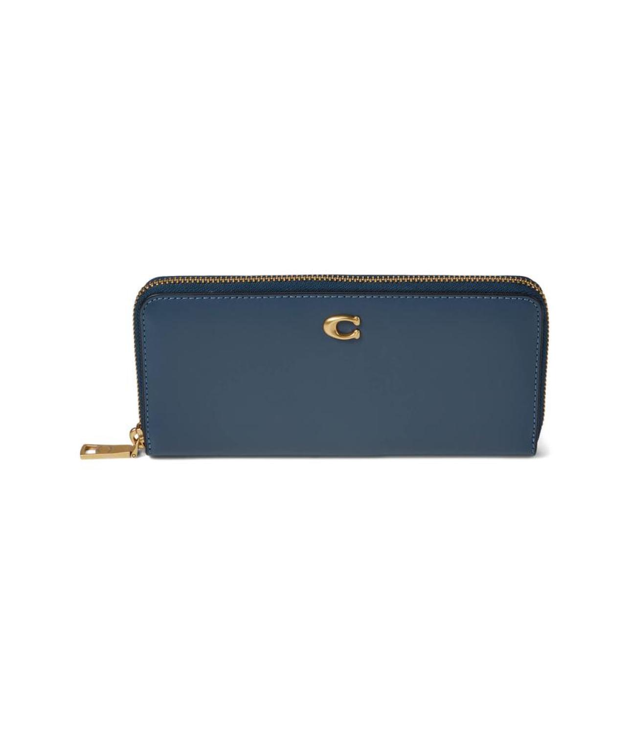 Smooth Leather Slim Accordion Zip