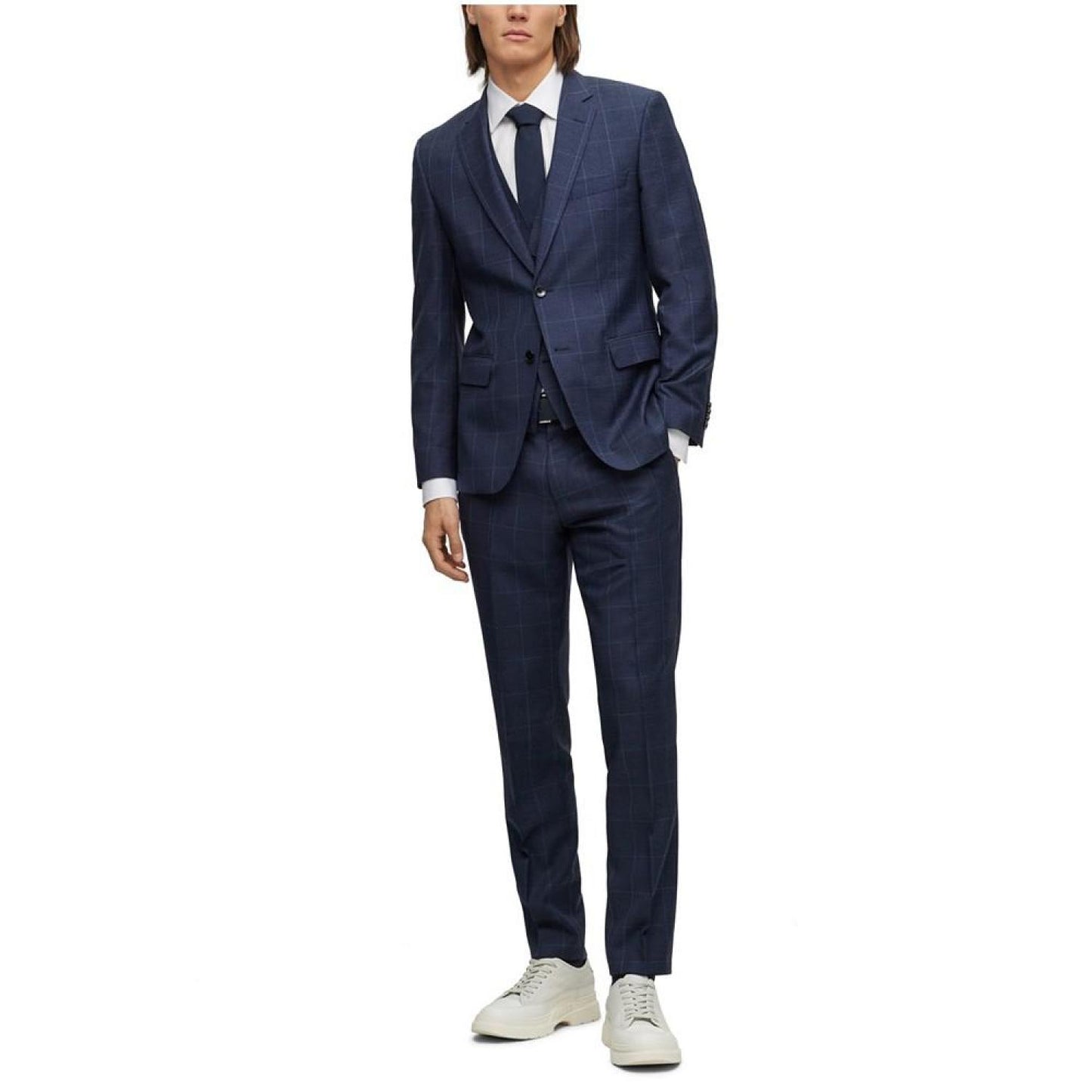Men's Checked Three-Piece Slim-Fit Suit