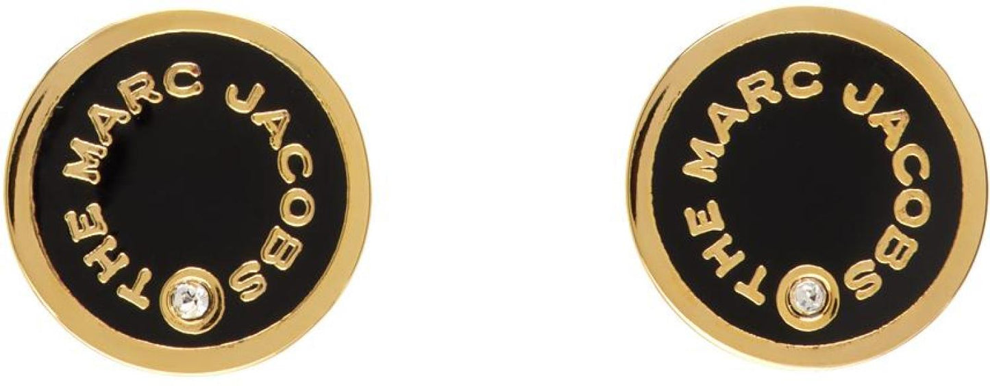 Gold & Black 'The Medallion Studs' Earrings