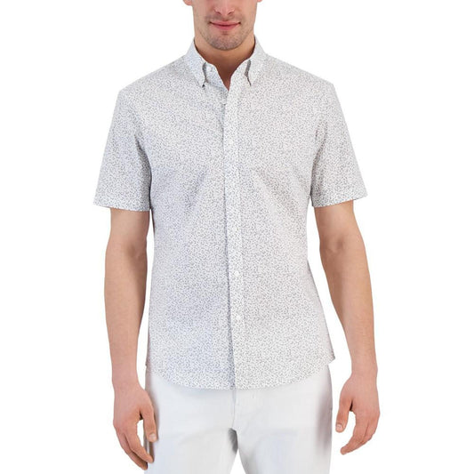 Men's Two-Tone Daisy-Print Shirt
