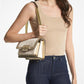 Heather Large Canvas and Metallic Faux Leather Shoulder Bag