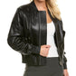 Michael Kors Leather Bomber Jacket