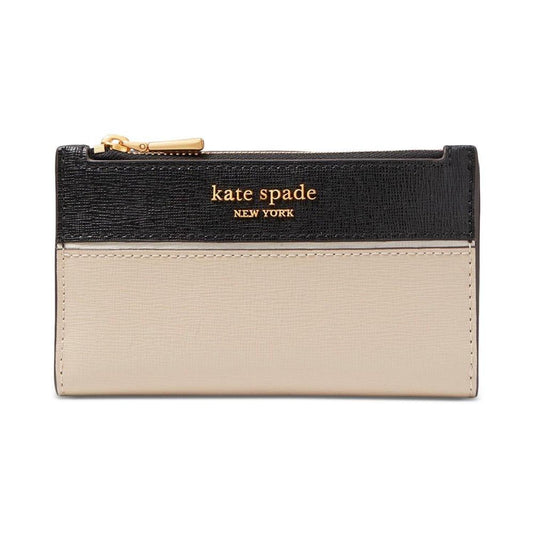 Morgan Colorblocked Saffiano Leather Small Slim Bifold Wallet