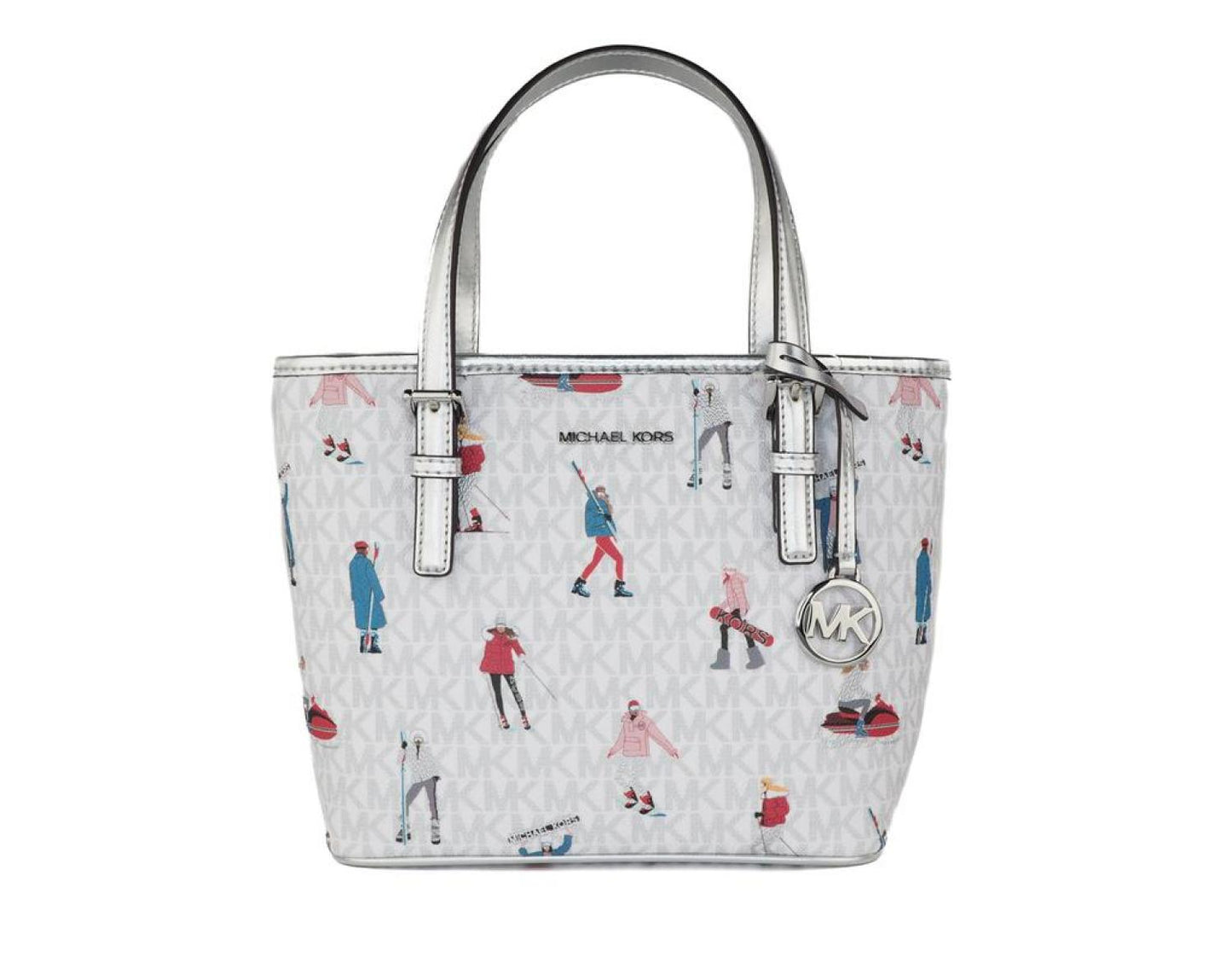 Michael Kors Jet Set Girls Print Signature PVC XS Carryall Top Zip Tote (Bright Women's multi)