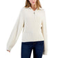 Women's Collared Quarter-Zip Drop-Shoulder Sweater