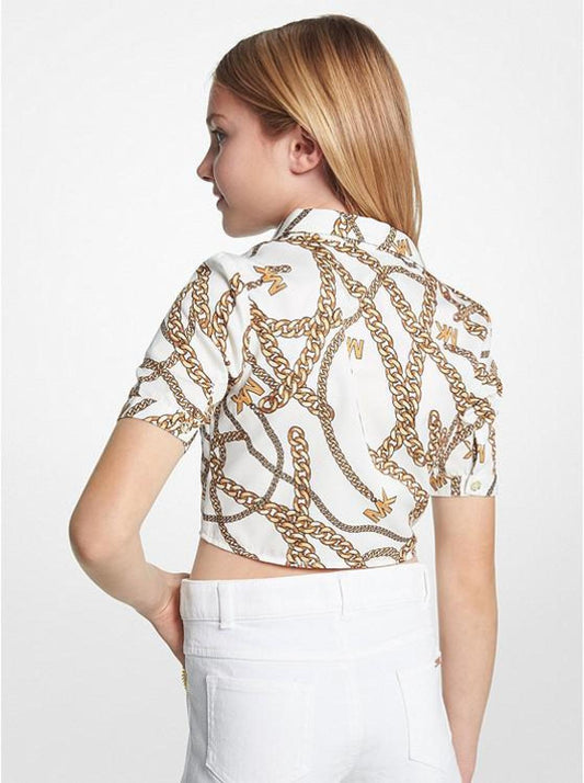 Chain-Link Logo Print Woven Blouse